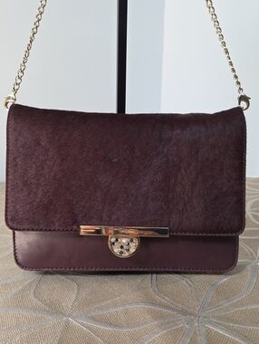 DKNY Hair On Hide Burgundy Shoulder/Clutch Purse!
